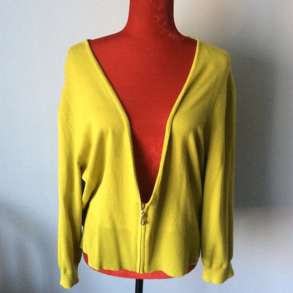 Ashley Stewart Sweaters - BRAND NEW NWT Green-Yellow V-Neck Zipper Soft Cardigan 22/24